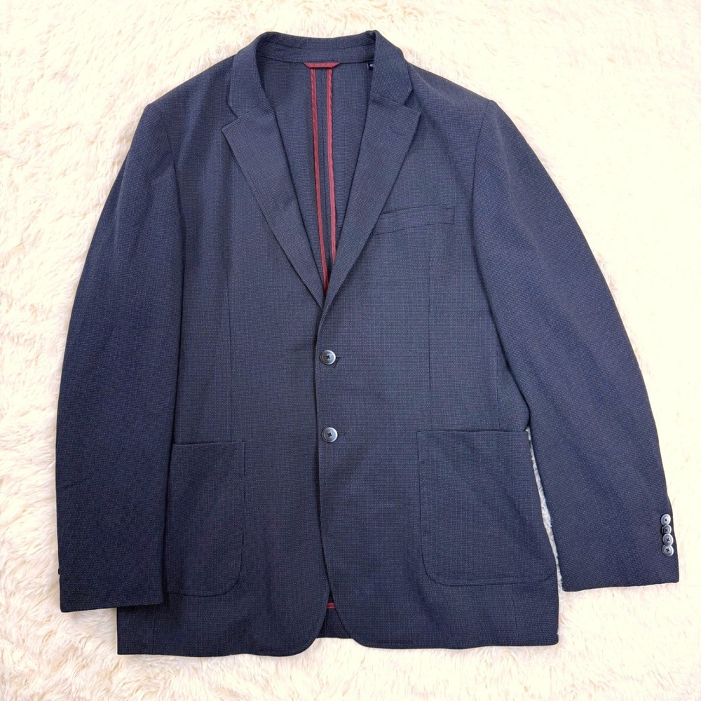 Ben Sherman Blazer Mens 42R Navy Textured Unstructured Sport Coat Preppy Ivy